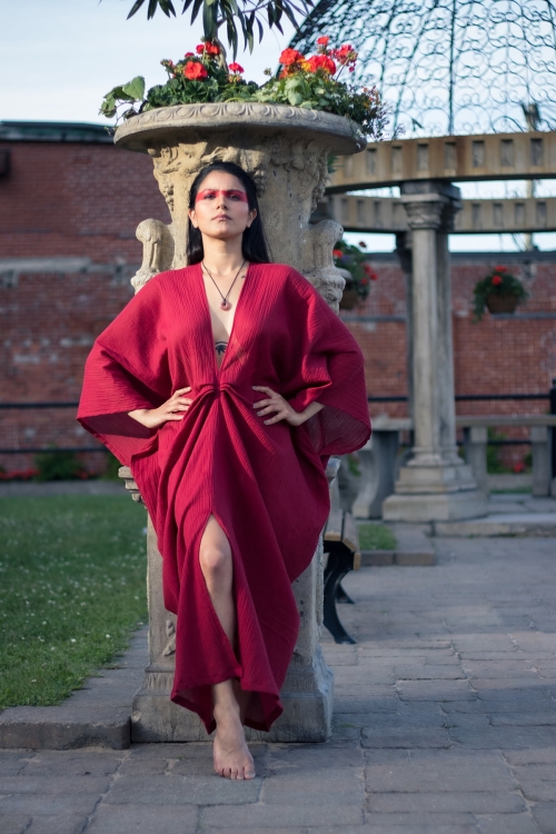 Organic red Goddess Dress by Carmen Calburean