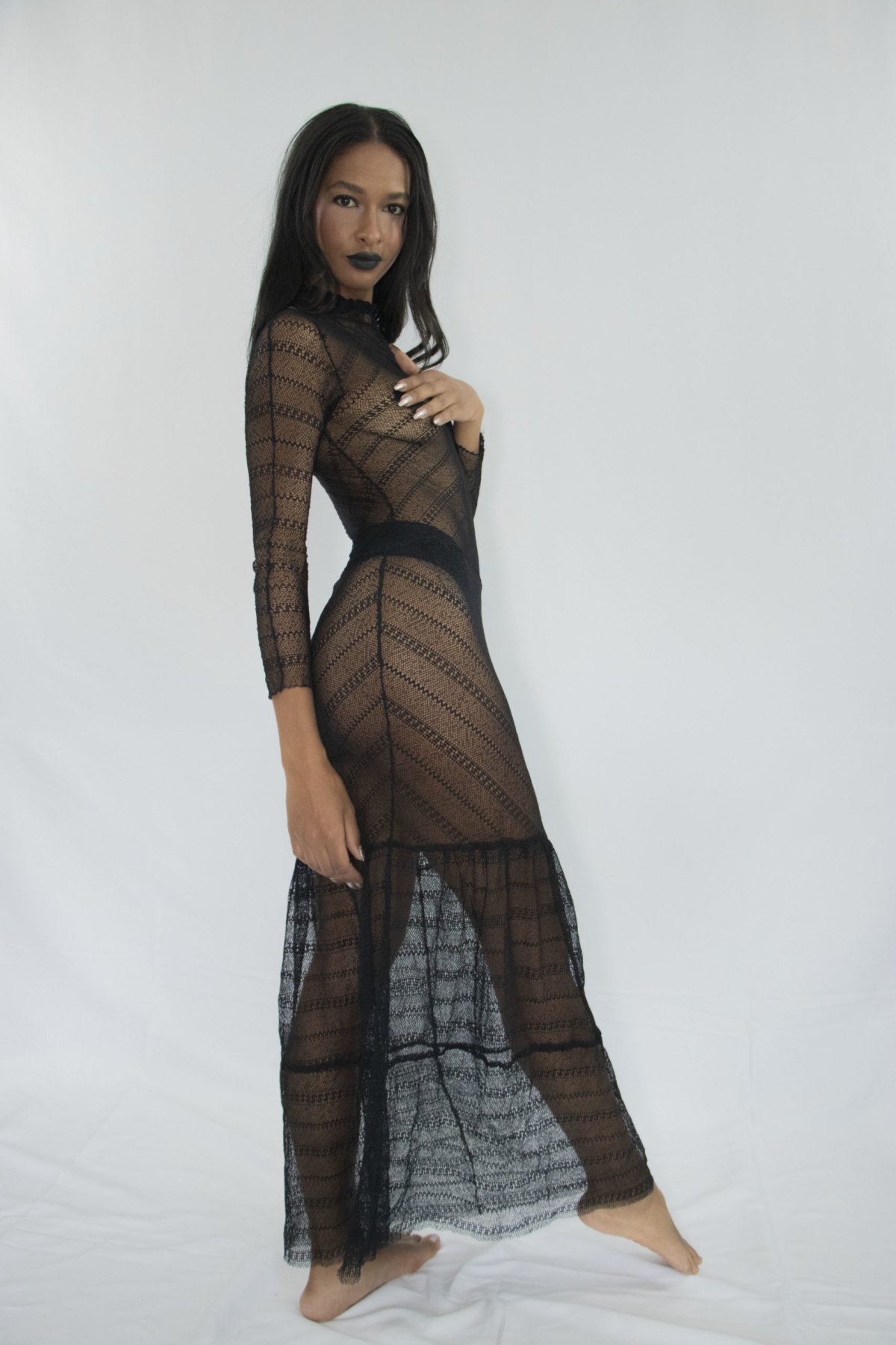 Black lace Aodh Dress by Carmen Calburean