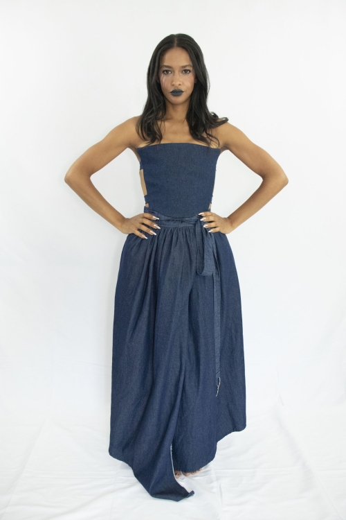 Blue denim Maigh Skirt by Carmen Calburean