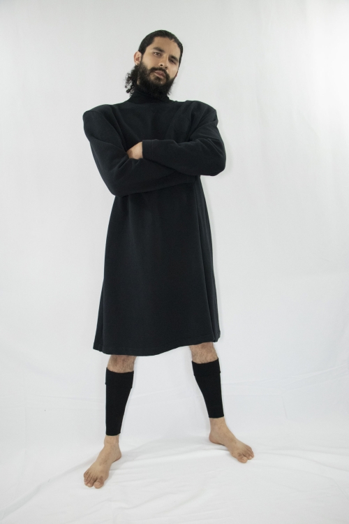 Organic black unisex Riogh Oversized Tunic by Carmen Calburean