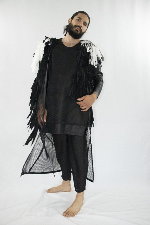 Black and white unisex Tuatanach vest by Carmen Calburean